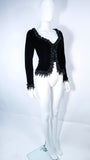 VICTOR COSTA Black Velvet Beaded Evening Jacket Size 4-6