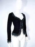 VICTOR COSTA Black Velvet Beaded Evening Jacket Size 4-6