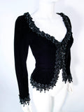 VICTOR COSTA Black Velvet Beaded Evening Jacket Size 4-6