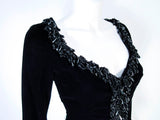 VICTOR COSTA Black Velvet Beaded Evening Jacket Size 4-6