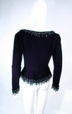 VICTOR COSTA Black Velvet Beaded Evening Jacket Size 4-6