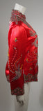DYNASTY Red Silk Hand Beaded Sequined Dragon and Phoenix Jacket