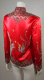 DYNASTY Red Silk Hand Beaded Sequined Dragon and Phoenix Jacket