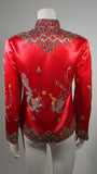 DYNASTY Red Silk Hand Beaded Sequined Dragon and Phoenix Jacket
