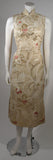 VINTAGE Circa 1950s Ivory & Gold Brocade, Red Floral Cocktail Dress
