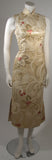 VINTAGE Circa 1950s Ivory & Gold Brocade, Red Floral Cocktail Dress