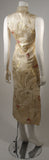 VINTAGE Circa 1950s Ivory & Gold Brocade, Red Floral Cocktail Dress