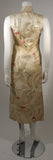 VINTAGE Circa 1950s Ivory & Gold Brocade, Red Floral Cocktail Dress