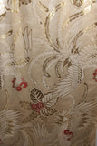 VINTAGE Circa 1950s Ivory & Gold Brocade, Red Floral Cocktail Dress
