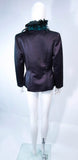 POL ATTEU Satin Evening Jacket with Iridescent Feather Collar Trim Size 12