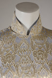 VINTAGE Oriental Inspired Blue & Gold Silk Brocade Dress Size 0-2