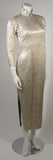 VINTAGE Oriental Inspired Blue & Gold Silk Brocade Dress Size 0-2