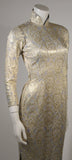 VINTAGE Oriental Inspired Blue & Gold Silk Brocade Dress Size 0-2