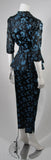 DYNASTY Asian Inspired Black and Blue Floral Pant Suit Sz 0-2