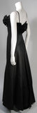 THERESE French Shop 1950s Three Dimensional Floral Bodice Black Silk Gown
