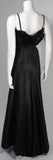 THERESE French Shop 1950s Three Dimensional Floral Bodice Black Silk Gown