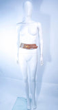 BARRY KEISELSTEIN-CORD Nude Alligator Belt Goldtone Sterling Frog Buckle Large