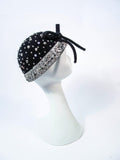 YVES SAINT LAURENT Black Felt Rhinestone Embellished Hat w/ Bow