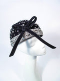 YVES SAINT LAURENT Black Felt Rhinestone Embellished Hat w/ Bow