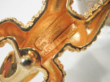 BARRY KEISELSTEIN-CORD Nude Alligator Belt Goldtone Sterling Frog Buckle Large