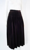 YVES SAINT LAURENT Brown Velvet Pleated Flare Skirt Size 36