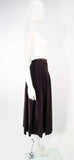 YVES SAINT LAURENT Brown Velvet Pleated Flare Skirt Size 36