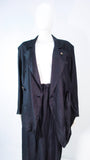 YOHJI YAMAMOTO Black Linen 2 pc Draped Jacket and Pants Suit
