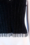 OSCAR DE LA RENTA Black Cashmere and Silk Beaded Size S
