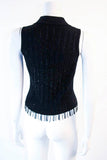 OSCAR DE LA RENTA Black Cashmere and Silk Beaded Size S