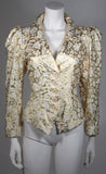 YVES SAINT LAURENT Gold Foil Jacket w/ Daisy Buttons Size 40