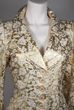 YVES SAINT LAURENT Gold Foil Jacket w/ Daisy Buttons Size 40