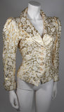 YVES SAINT LAURENT Gold Foil Jacket w/ Daisy Buttons Size 40