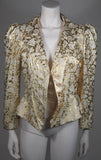 YVES SAINT LAURENT Gold Foil Jacket w/ Daisy Buttons Size 40