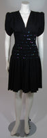 YVES SAINT LAURENT Black Cocktail Gown w/ Sequin Waist Size 38