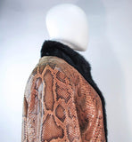 VINTAGE Circa 1970s Snakeskin Coat, Mink Trim Size 4-8