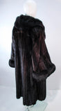 CUSTOM Dark Brown Mink Coat with Fox Fur Cuffs and Collar Size 8-12
