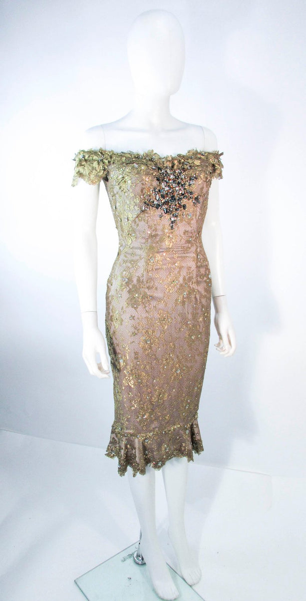 MANDALAY Gold Sequin Beaded Lace Cocktail Dress Size 4 – The Paper