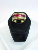 MOUAWAD 18 Karat Yellow Gold Diamond and Ruby Ring Size 6 3/4