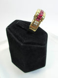 MOUAWAD 18 Karat Yellow Gold Diamond and Ruby Ring Size 6 3/4