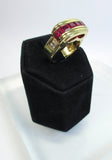 MOUAWAD 18 Karat Yellow Gold Diamond and Ruby Ring Size 6 3/4