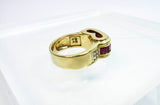 MOUAWAD 18 Karat Yellow Gold Diamond and Ruby Ring Size 6 3/4