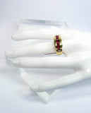 MOUAWAD 18 Karat Yellow Gold Diamond and Ruby Ring Size 6 3/4
