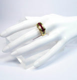 MOUAWAD 18 Karat Yellow Gold Diamond and Ruby Ring Size 6 3/4