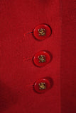 HERMES 2 pc Red Linen Skirt Suit w/ H buttons Size 42