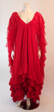 RUBEN PANIS Red Chiffon Ruffle Gown