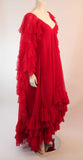 RUBEN PANIS Red Chiffon Ruffle Gown