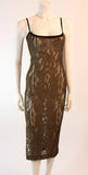 RIFAT OZBEK Sheer Gold Metallic Knit Dress
