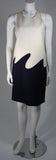 VINTAGE Circa 1960s Cream and Navy Wool 'Wave' Dress Size Small