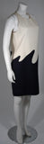 VINTAGE Circa 1960s Cream and Navy Wool 'Wave' Dress Size Small