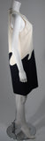 VINTAGE Circa 1960s Cream and Navy Wool 'Wave' Dress Size Small